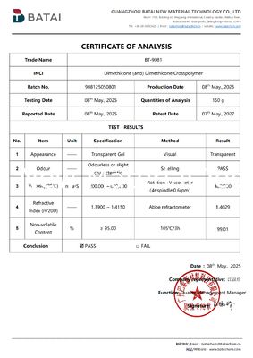 laagvluchtige, niet-smerige siliconen elastomeergel dimethicone (en) dimethicone crosspolymer